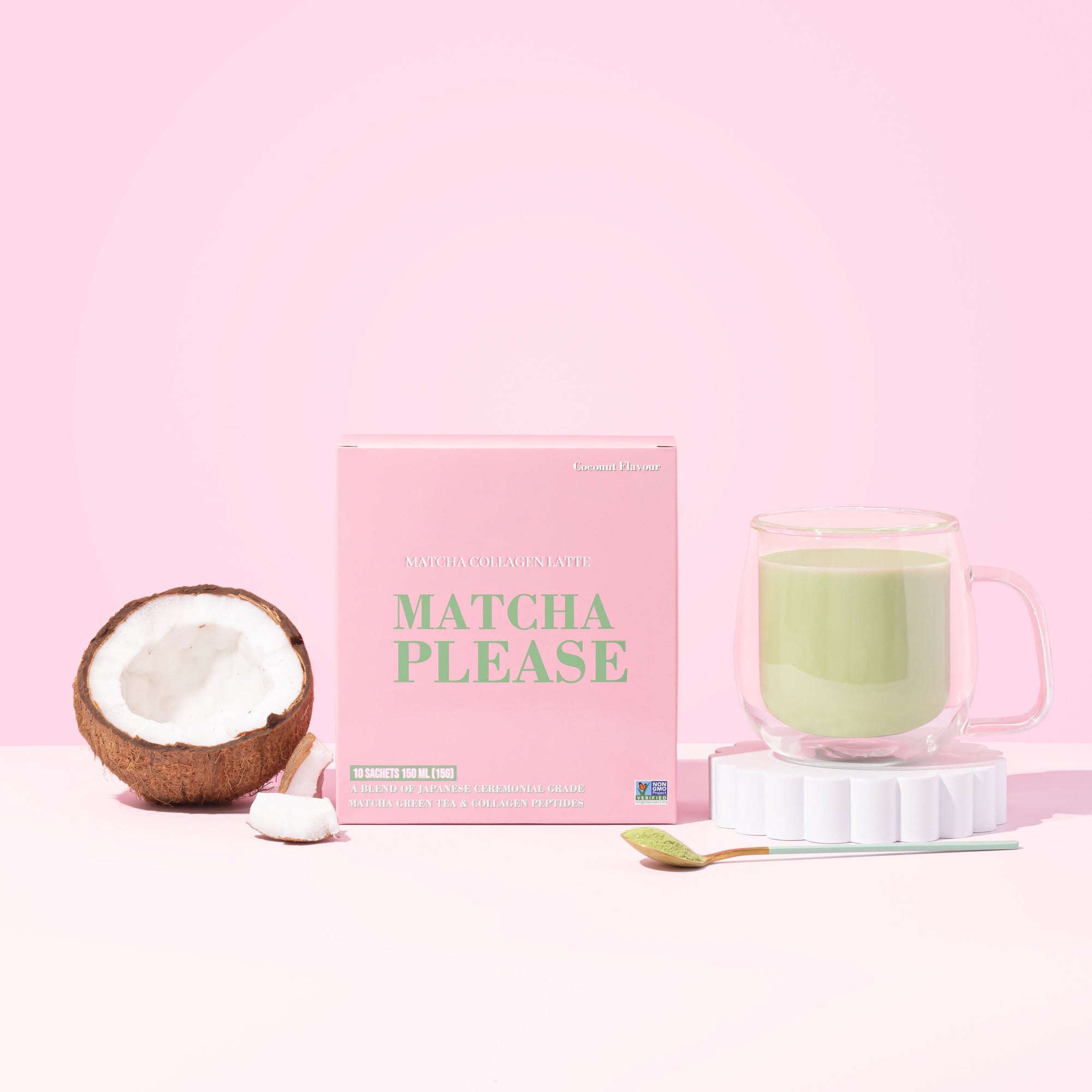 Matcha Collagen Latte - Matcha with Marine Collagen - Coconut Flavour - 10 Sachets / 150g