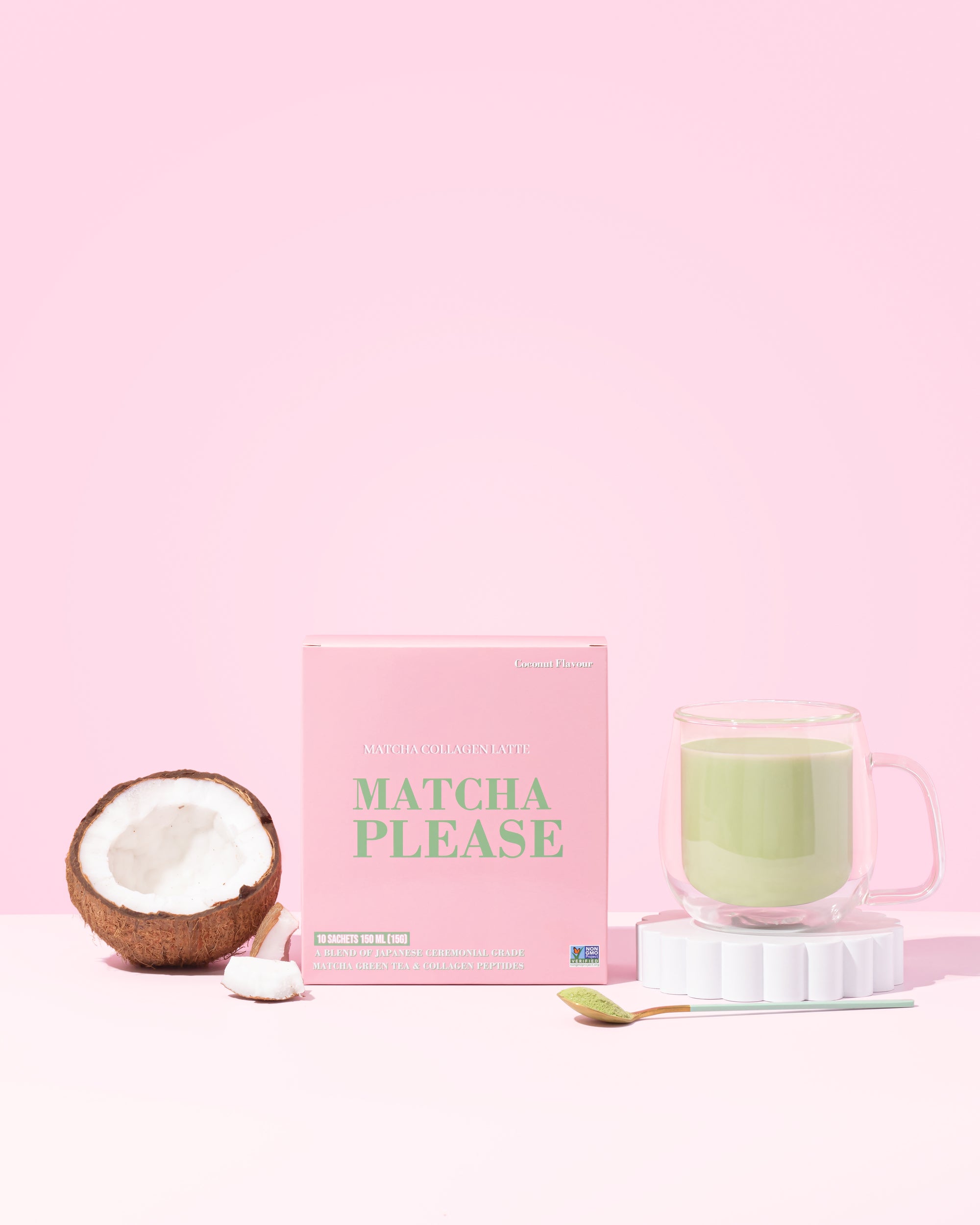 Collagen with magnesium and vanilla flavored matcha tea